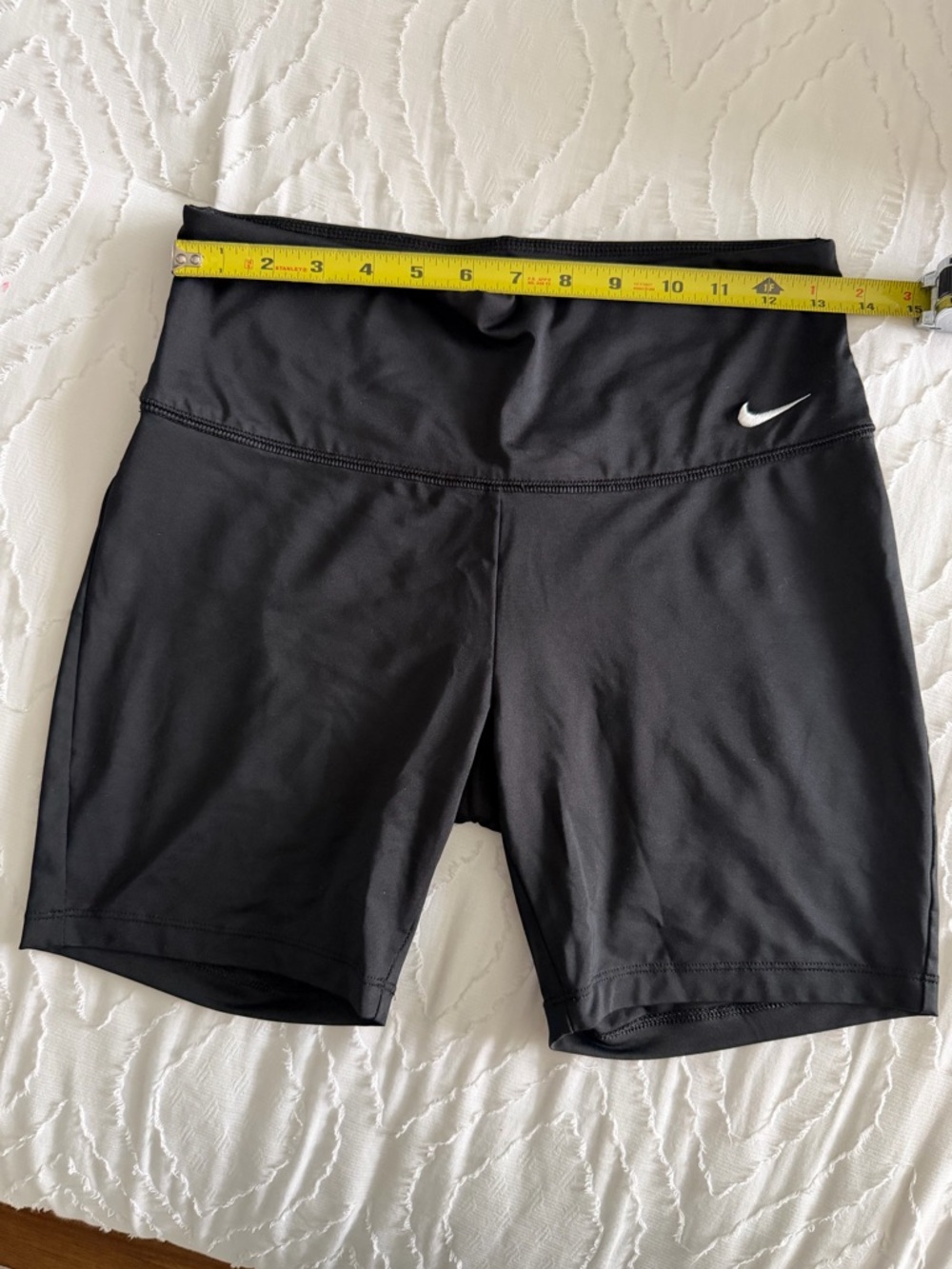 Nike Black High-Waist Bike Shorts with White Swoosh